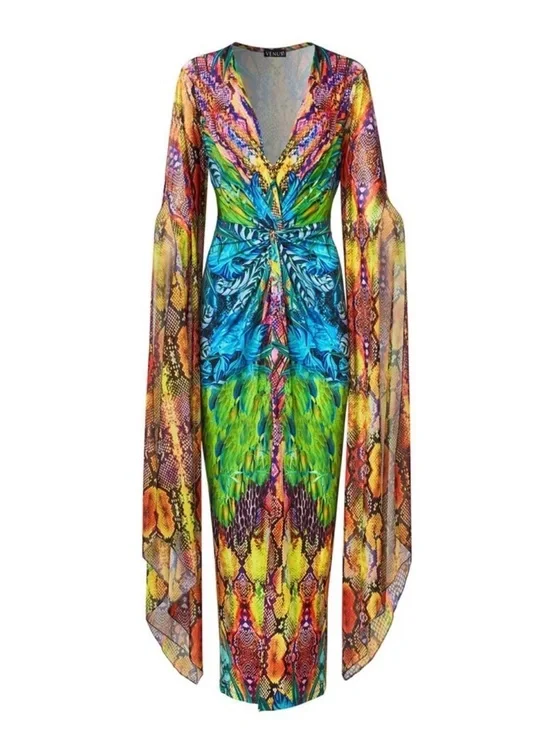 NWOT VENUS Tropical Print Dress with Fun Sleeves - Picture 5 of 16